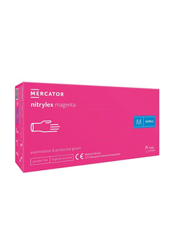 Rękawice nitrylowe różowe Mercator magenta - S